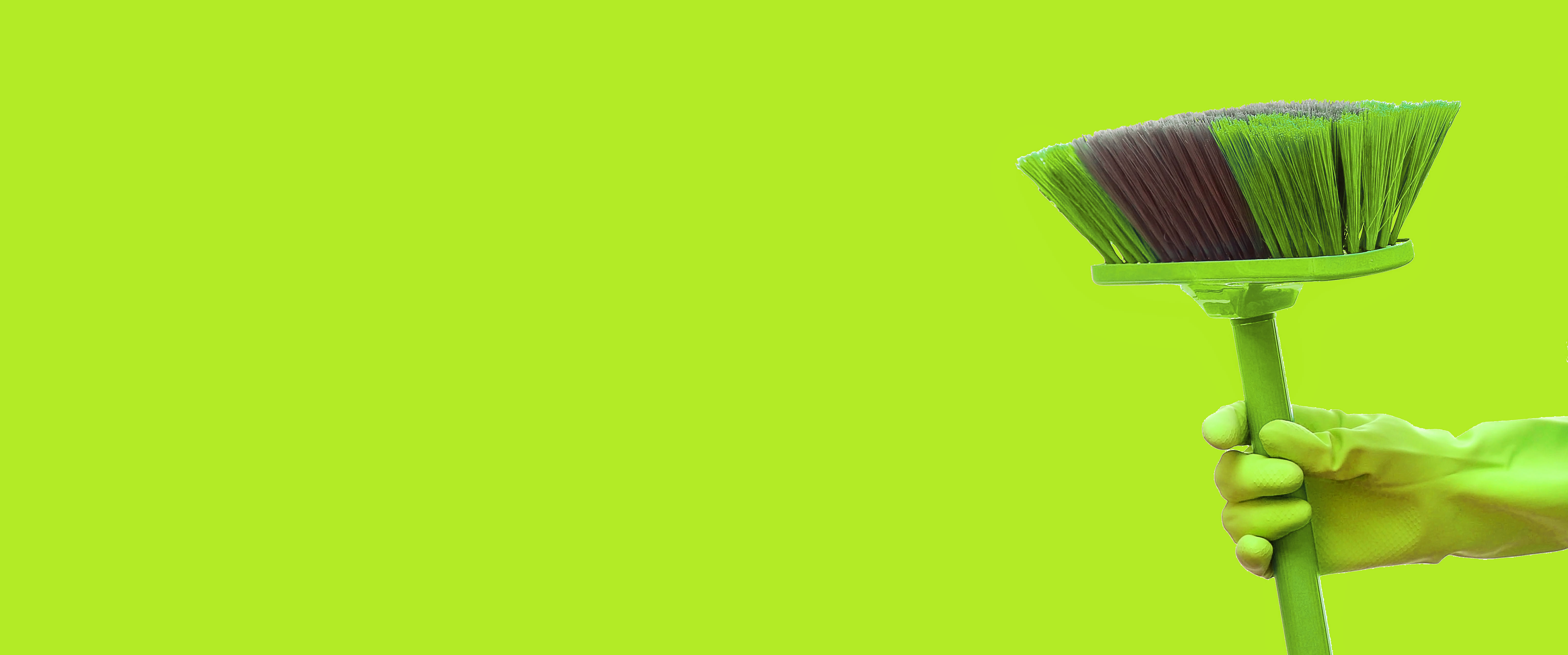Bright lime green broom